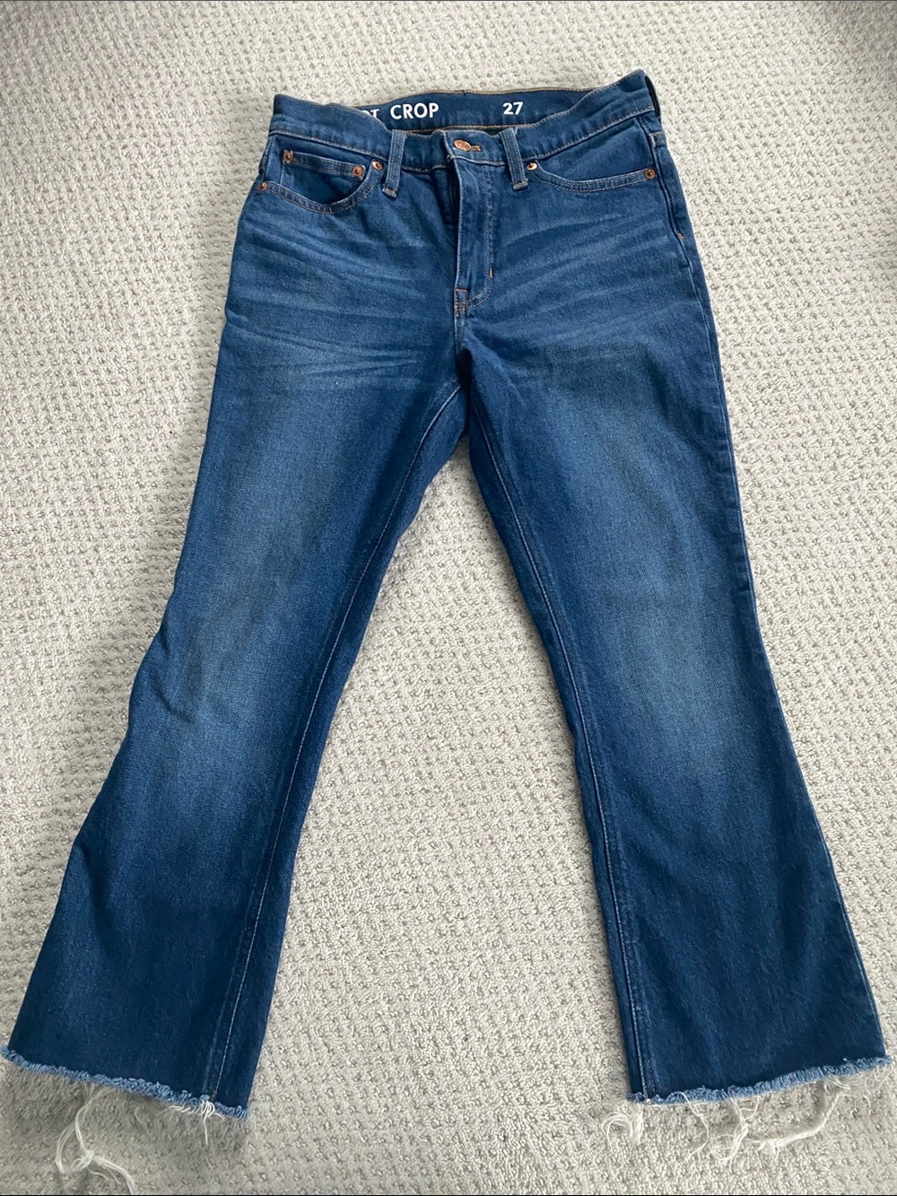 JCrew Billie Demi Boot Crop Dark Wash Flare Jeans, 27